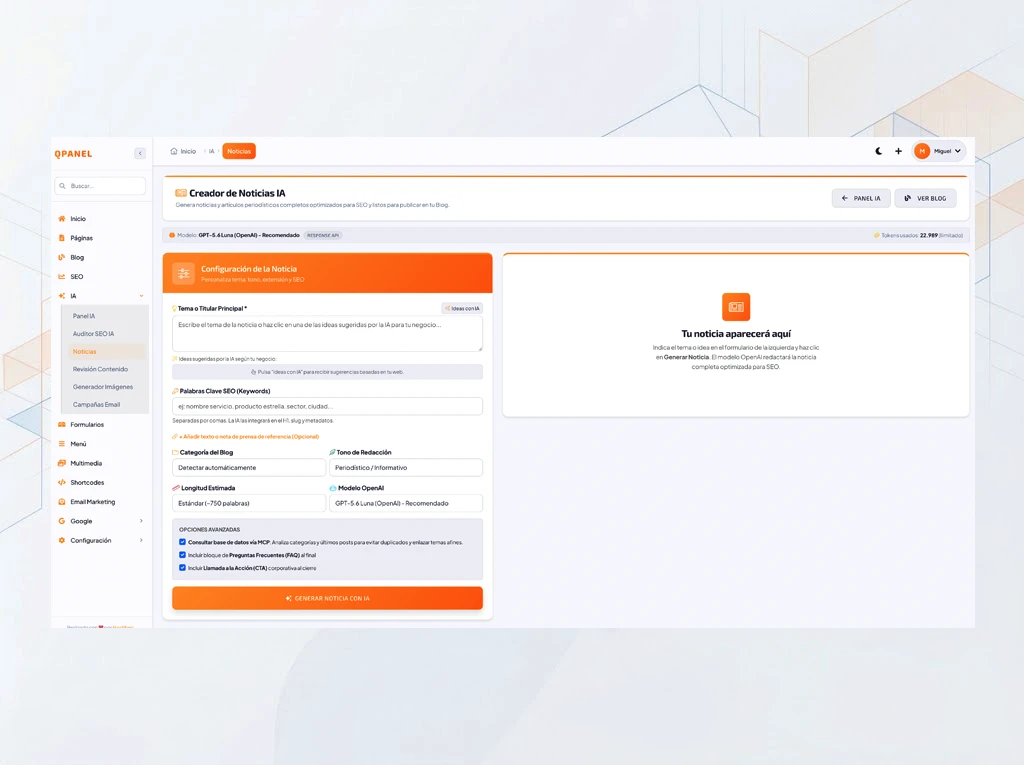 Qpanel - Creador de noticias con IA