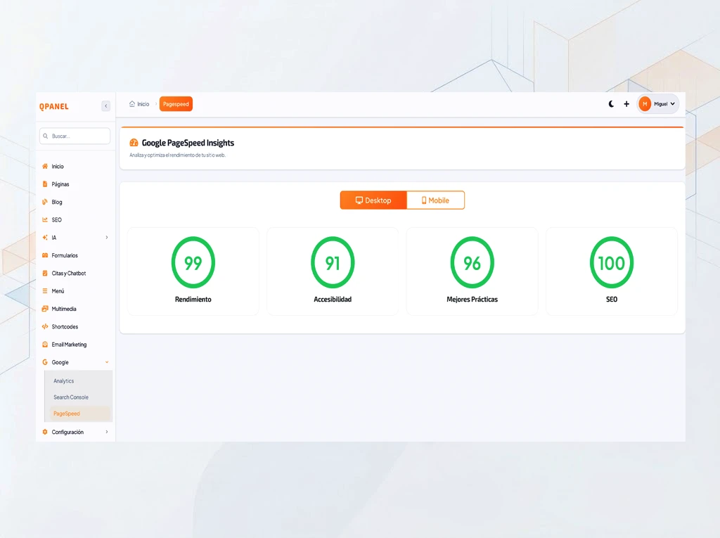 Qpanel - Google PageSpeed